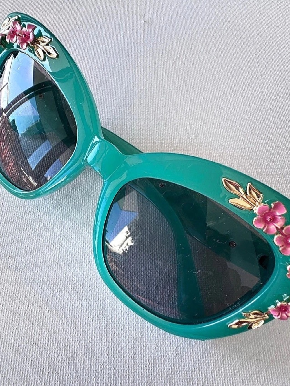 Floral Green & Pink Sunglasses Like New - Vintage 50s style costume